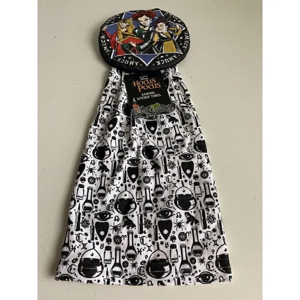 Disney Hocus Pocus Hanging Kitchen Towel Sanderson Sisters Halloween Potions NEW